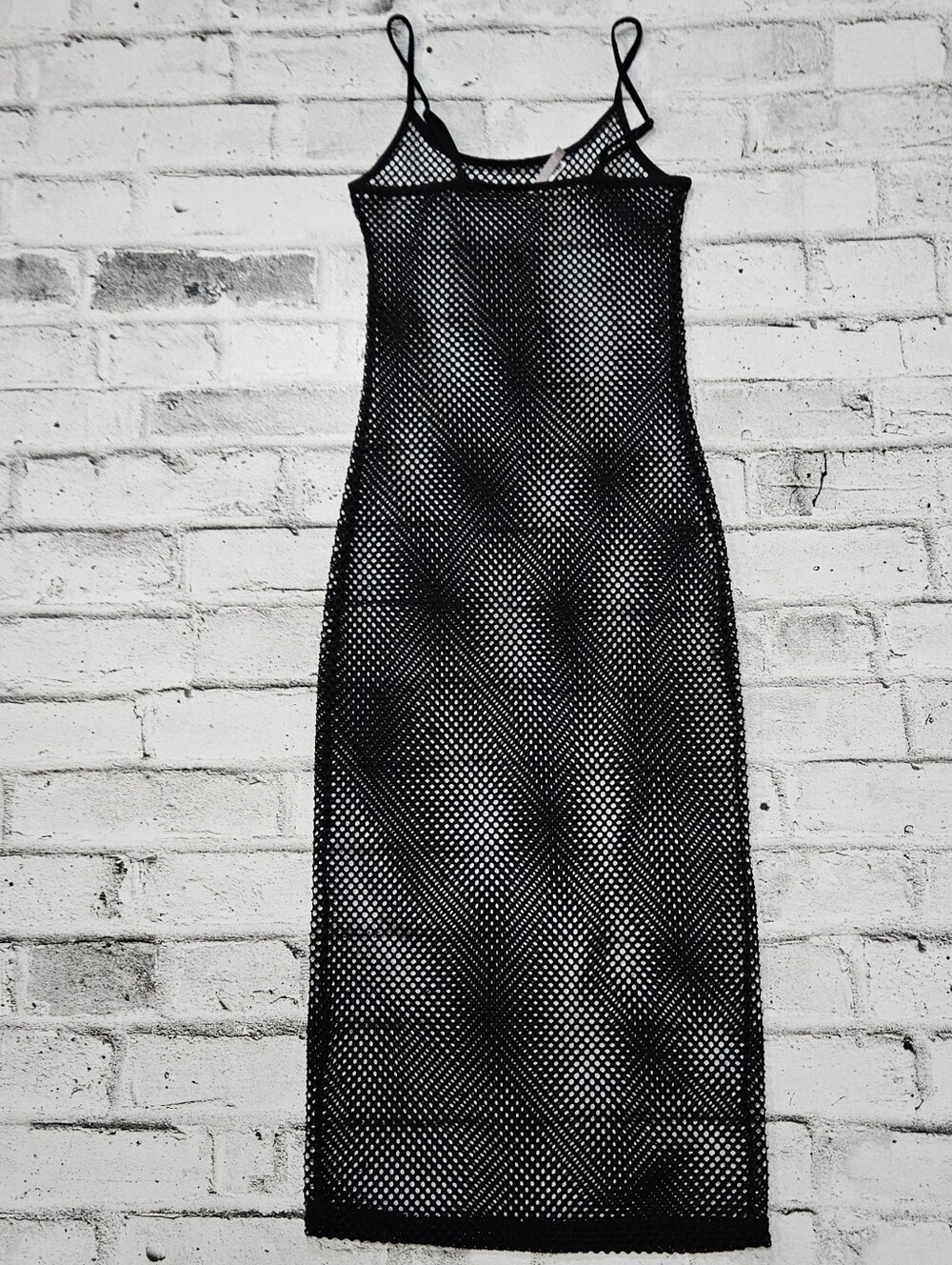 Garage Black Fishnet Mesh Cover Up Midi Dress Sheer Beach Swim Size S - Picture 6 of 11